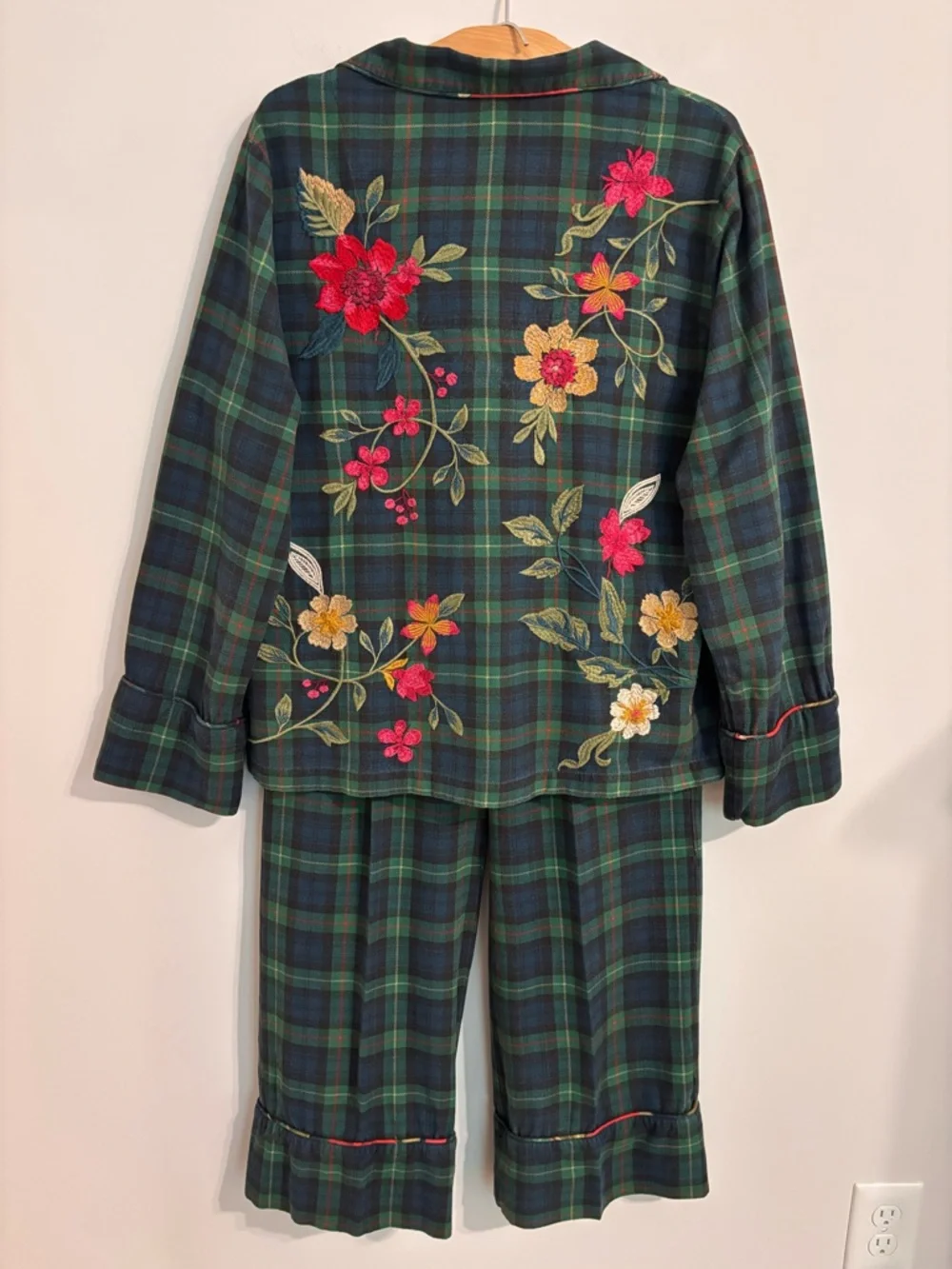 Johnny Was RHODA LONG Plaid Flannel Embroidered PJ SET - Picture 3 of 16